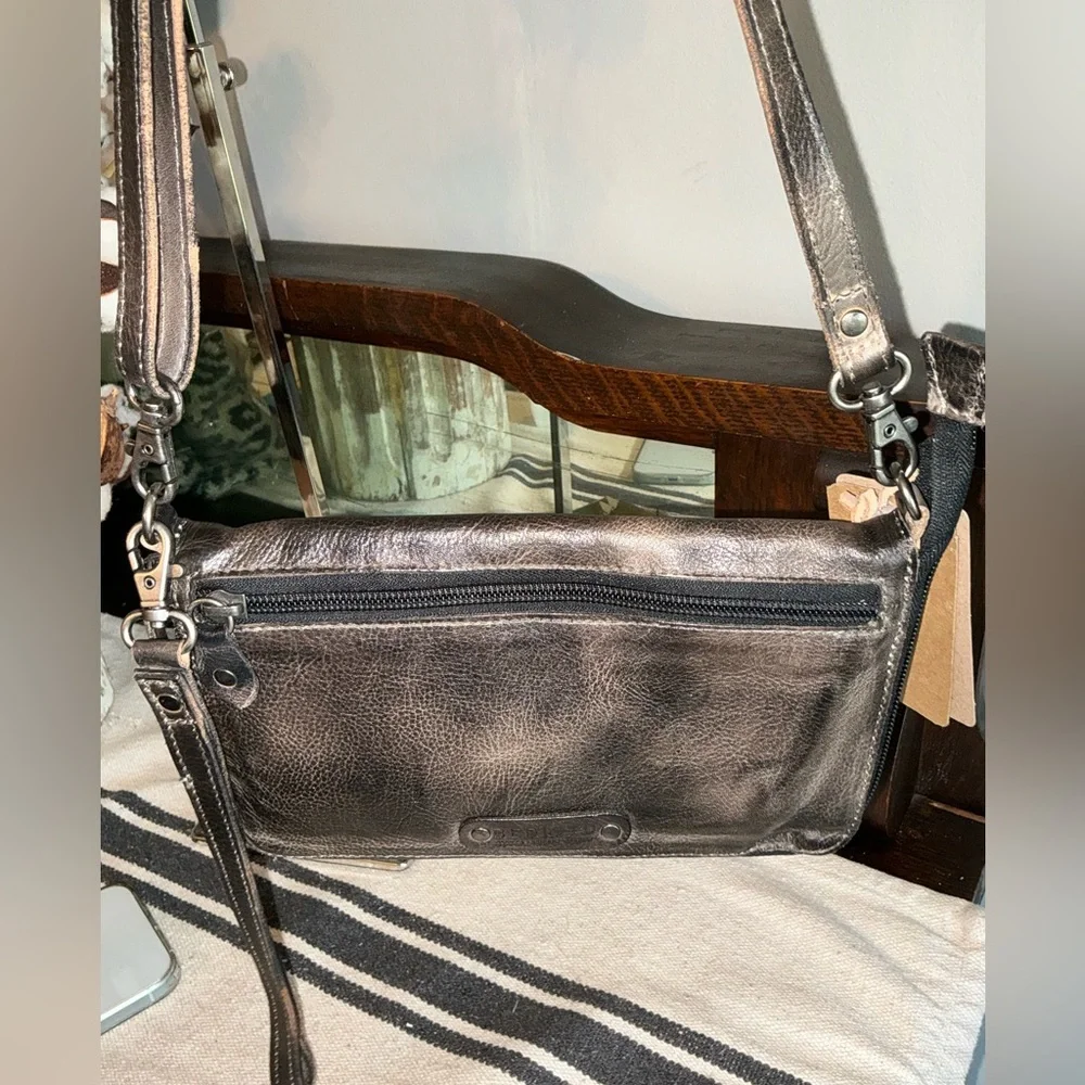 NWT Bed Stu TEMPLETON II Black Gray Rustic Crossbody Wallet Clutch Retail $185 - Picture 7 of 16